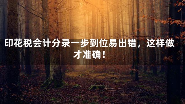 印花税会计分录一步到位易出错，这样做才准确！