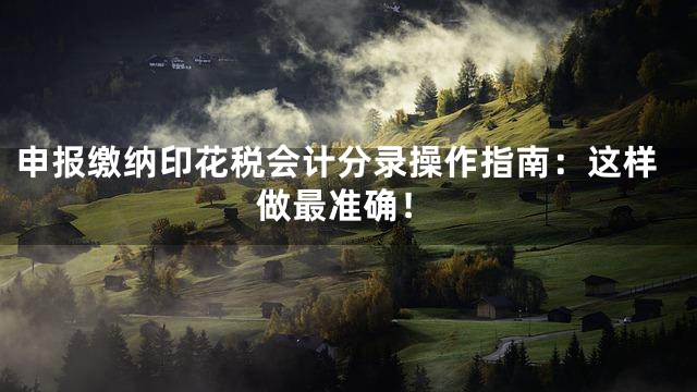 申报缴纳印花税会计分录操作指南：这样做最准确！