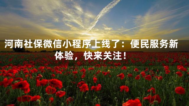 河南社保微信小程序上线了：便民服务新体验，快来关注！