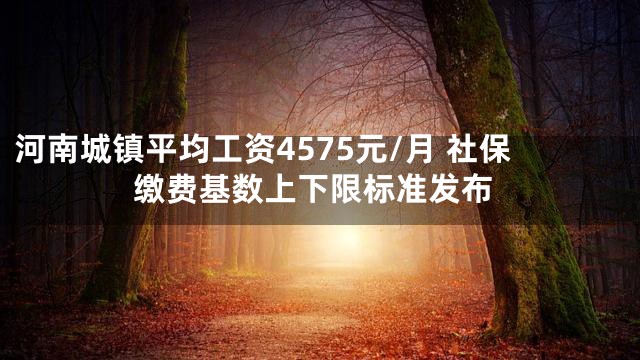 河南城镇平均工资4575元/月 社保缴费基数上下限标准发布