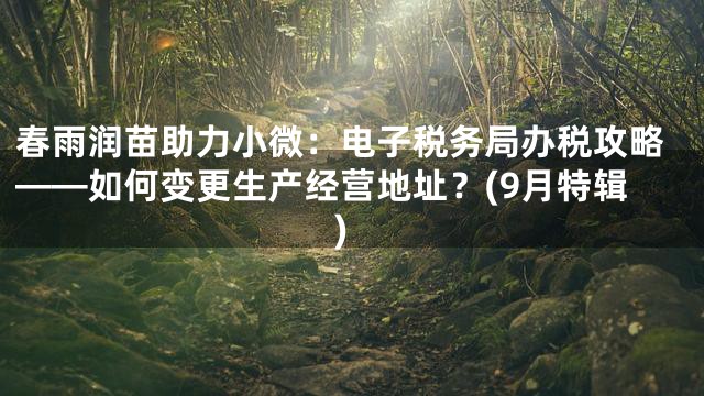 春雨润苗助力小微：电子税务局办税攻略——如何变更生产经营地址？(9月特辑)