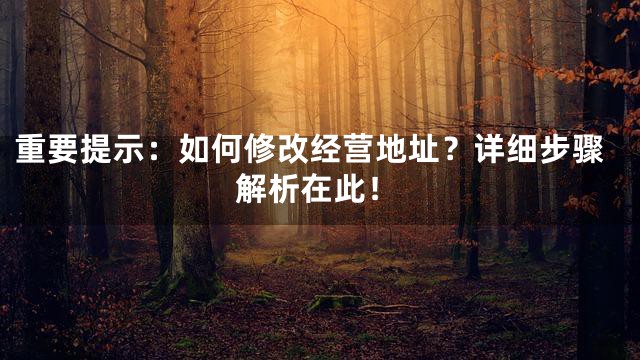 重要提示：如何修改经营地址？详细步骤解析在此！