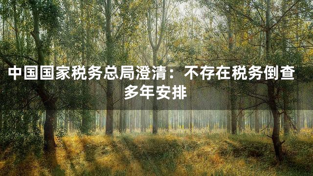 中国国家税务总局澄清：不存在税务倒查多年安排