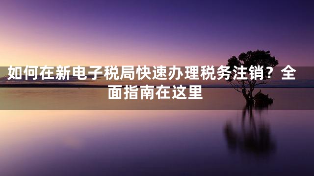 如何在新电子税局快速办理税务注销？全面指南在这里