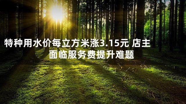 特种用水价每立方米涨3.15元 店主面临服务费提升难题