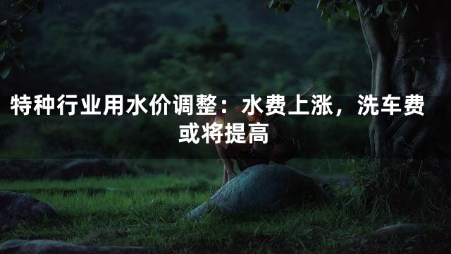 特种行业用水价调整：水费上涨，洗车费或将提高