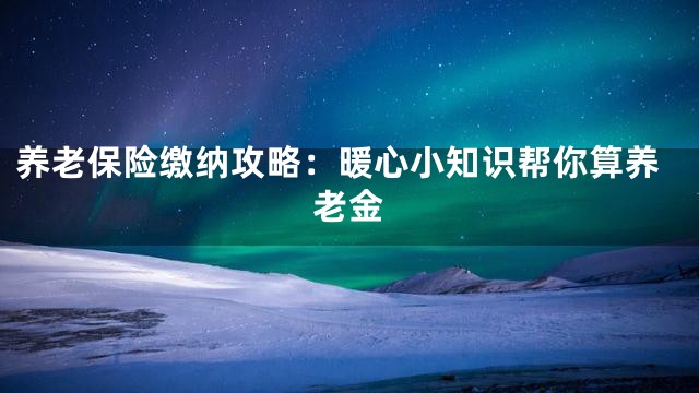 养老保险缴纳攻略：暖心小知识帮你算养老金