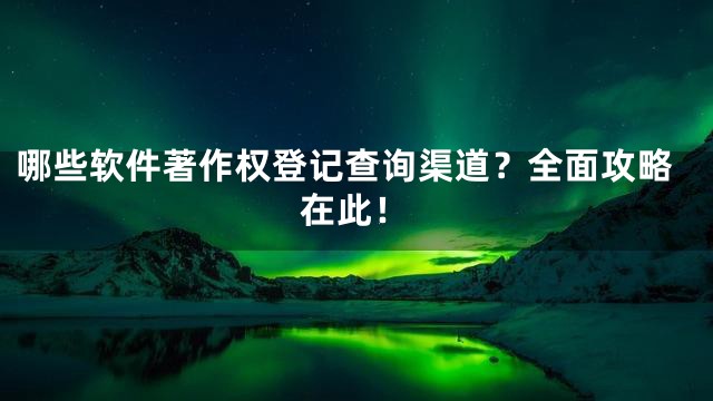 哪些软件著作权登记查询渠道？全面攻略在此！