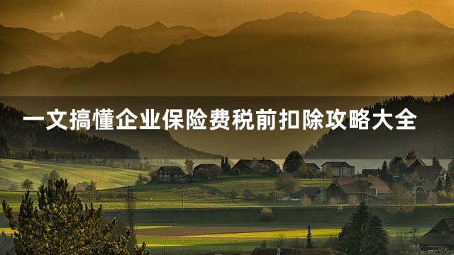 一文搞懂企业保险费税前扣除攻略大全