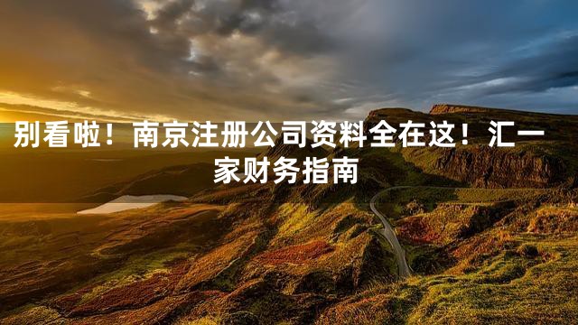 别看啦！南京注册公司资料全在这！汇一家财务指南