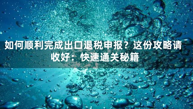 如何顺利完成出口退税申报？这份攻略请收好：快速通关秘籍
