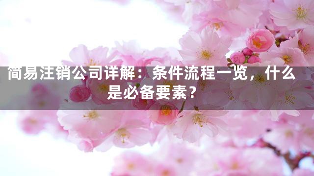 简易注销公司详解：条件流程一览，什么是必备要素？
