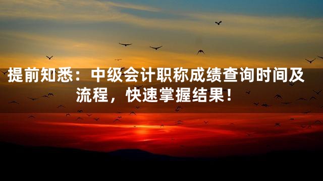 提前知悉：中级会计职称成绩查询时间及流程，快速掌握结果！