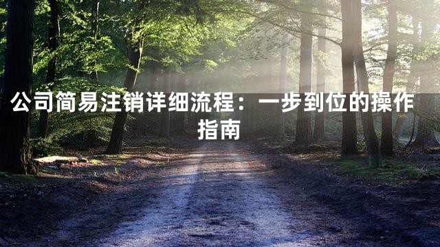 公司简易注销详细流程：一步到位的操作指南