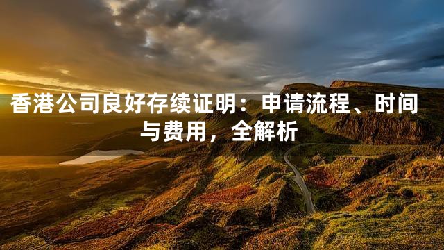香港公司良好存续证明：申请流程、时间与费用，全解析