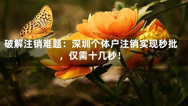 破解注销难题：深圳个体户注销实现秒批，仅需十几秒！