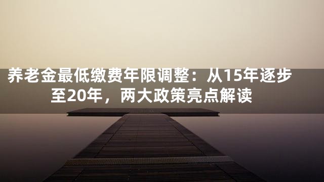 养老金最低缴费年限调整：从15年逐步至20年，两大政策亮点解读