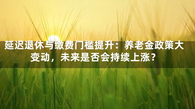 延迟退休与缴费门槛提升：养老金政策大变动，未来是否会持续上涨？