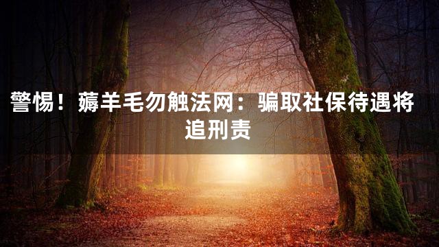 警惕！薅羊毛勿触法网：骗取社保待遇将追刑责