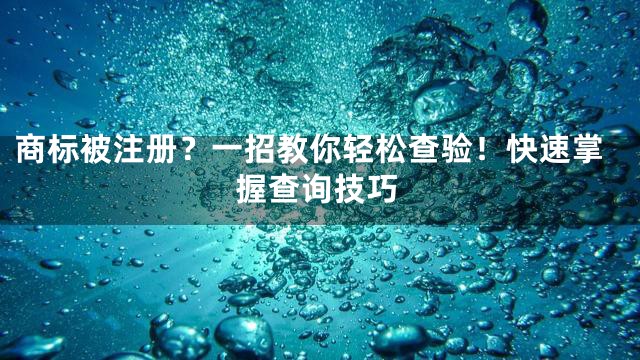 商标被注册？一招教你轻松查验！快速掌握查询技巧