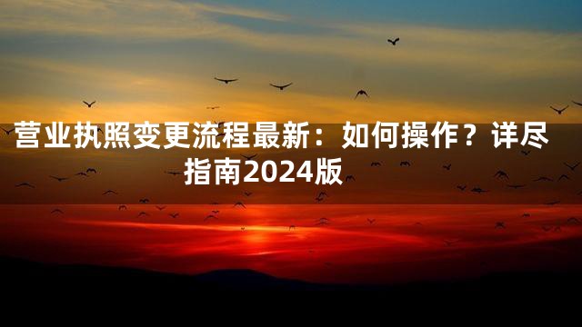 营业执照变更流程最新：如何操作？详尽指南2024版