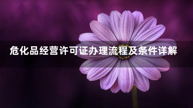 危化品经营许可证办理流程及条件详解