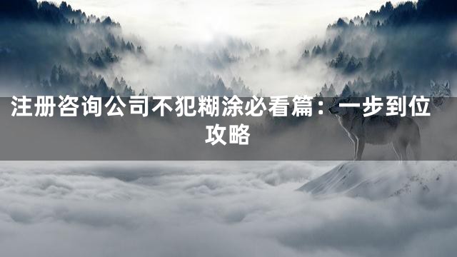 注册咨询公司不犯糊涂必看篇：一步到位攻略