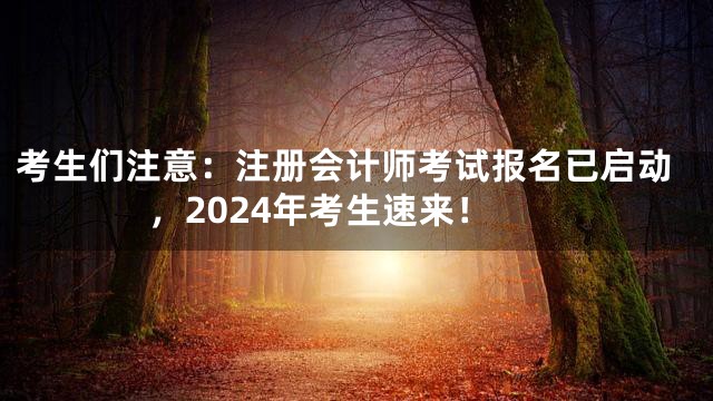 考生们注意：注册会计师考试报名已启动，2024年考生速来！