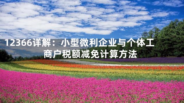 12366详解：小型微利企业与个体工商户税额减免计算方法