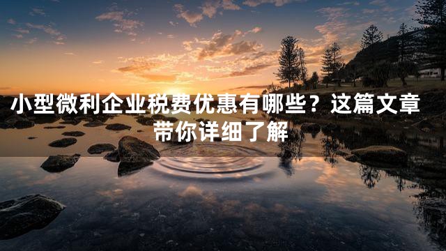 小型微利企业税费优惠有哪些？这篇文章带你详细了解