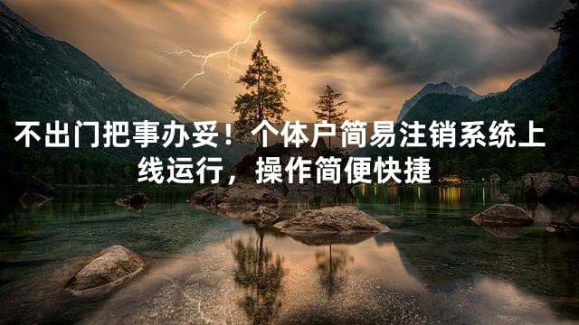 不出门把事办妥！个体户简易注销系统上线运行，操作简便快捷
