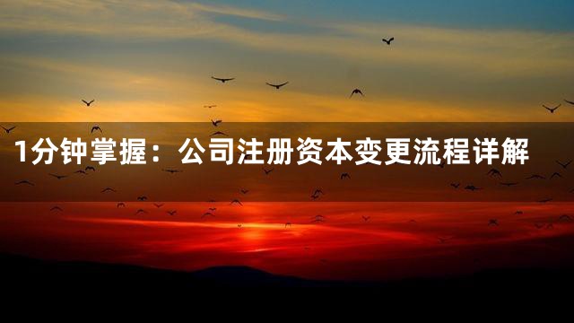1分钟掌握：公司注册资本变更流程详解