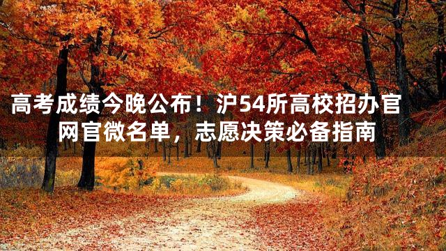高考成绩今晚公布！沪54所高校招办官网官微名单，志愿决策必备指南