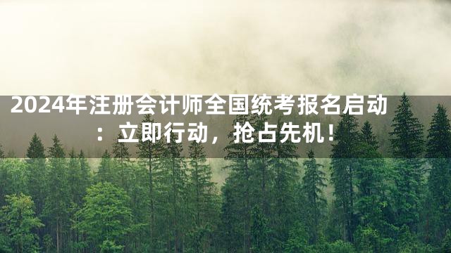 2024年注册会计师全国统考报名启动：立即行动，抢占先机！