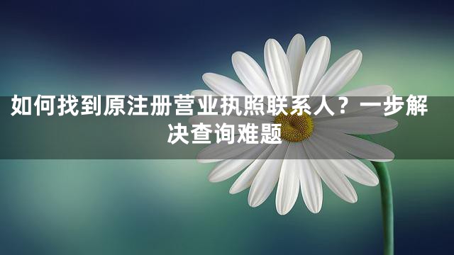 如何找到原注册营业执照联系人？一步解决查询难题