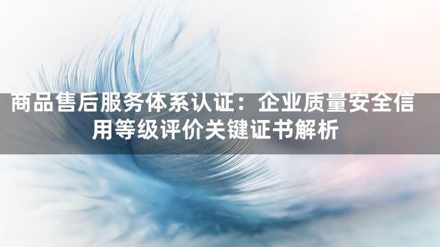 商品售后服务体系认证：企业质量安全信用等级评价关键证书解析