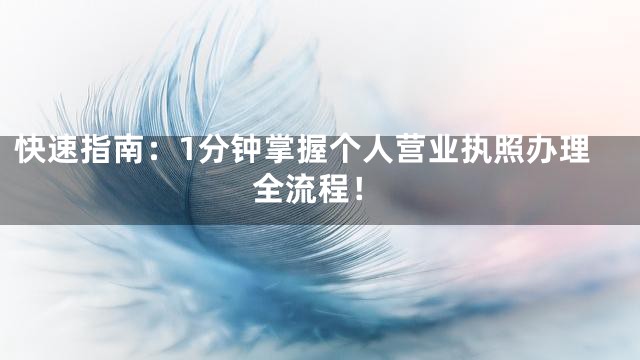 快速指南：1分钟掌握个人营业执照办理全流程！