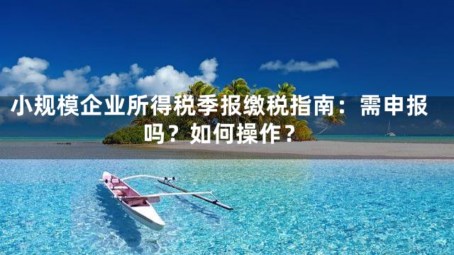 小规模企业所得税季报缴税指南：需申报吗？如何操作？