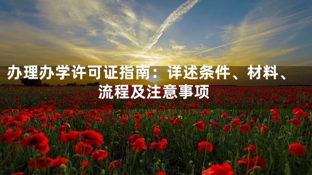 办理办学许可证指南：详述条件、材料、流程及注意事项