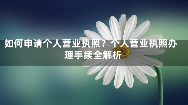 如何申请个人营业执照？个人营业执照办理手续全解析