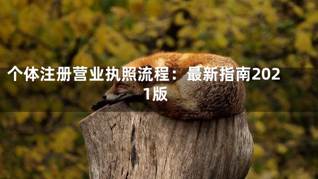 个体注册营业执照流程：最新指南2021版