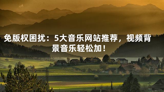免版权困扰：5大音乐网站推荐，视频背景音乐轻松加！