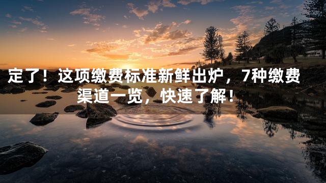 定了！这项缴费标准新鲜出炉，7种缴费渠道一览，快速了解！