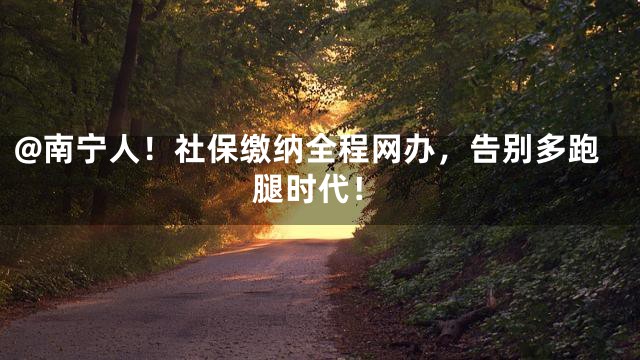 @南宁人！社保缴纳全程网办，告别多跑腿时代！
