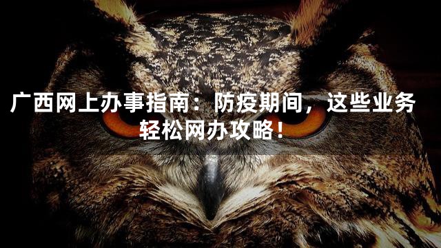 广西网上办事指南：防疫期间，这些业务轻松网办攻略！