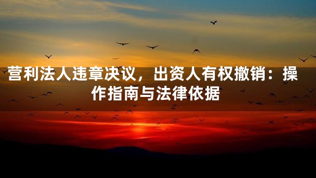 营利法人违章决议，出资人有权撤销：操作指南与法律依据