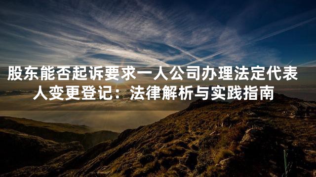股东能否起诉要求一人公司办理法定代表人变更登记：法律解析与实践指南
