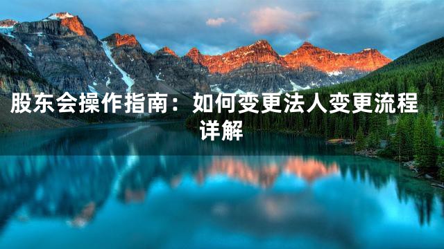 股东会操作指南：如何变更法人变更流程详解