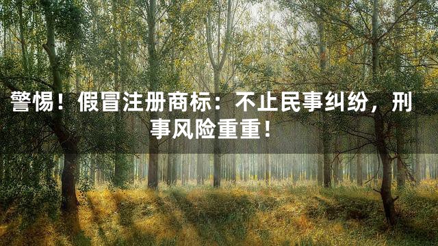 警惕！假冒注册商标：不止民事纠纷，刑事风险重重！