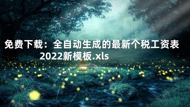 免费下载：全自动生成的最新个税工资表2022新模板.xls